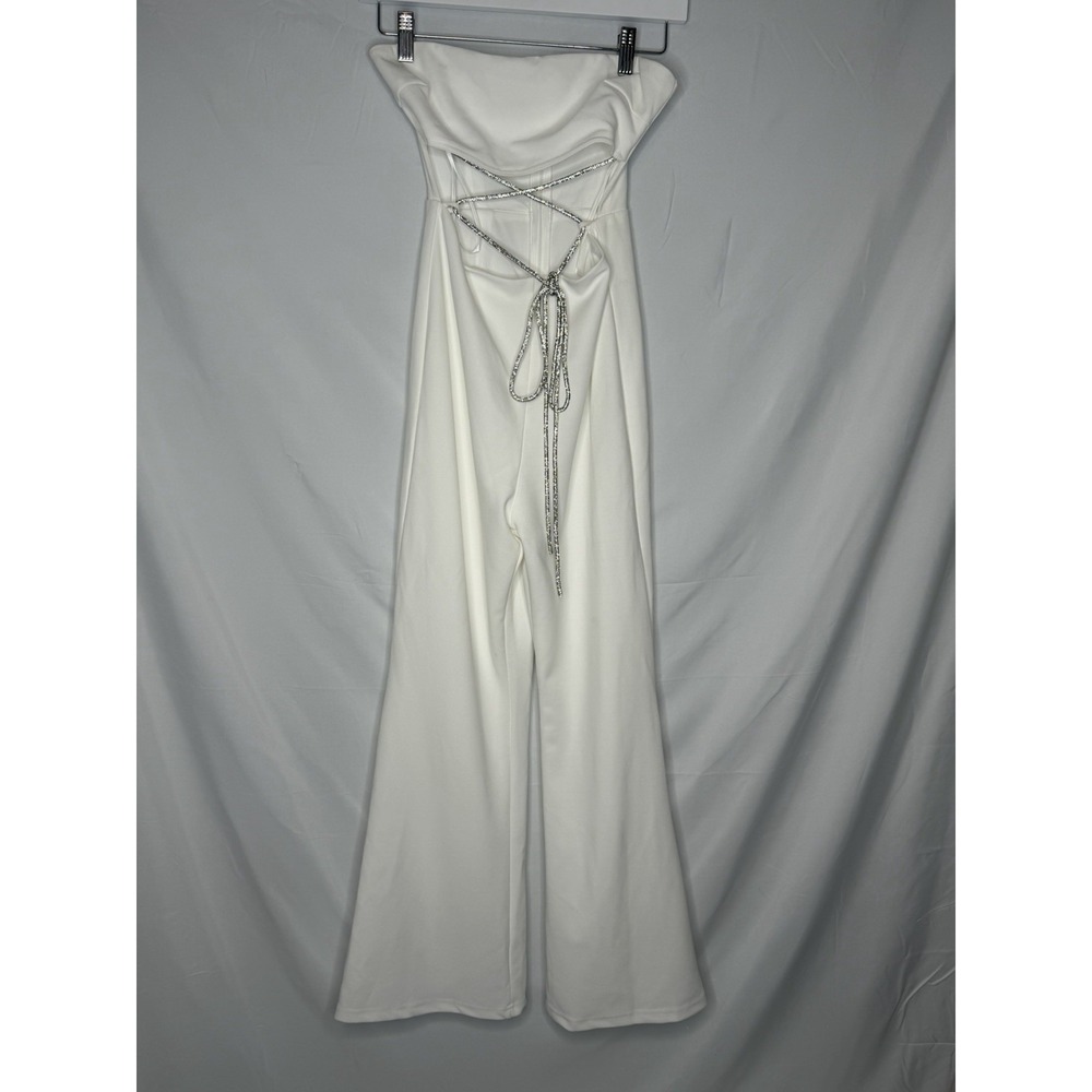 Saints & Secrets White Strapless Cutout Formal Jumpsuit Bridal Alluring NWT S